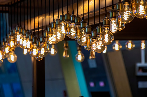 Edison lamps decoration of some luxury loft pub.