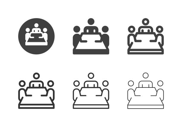 Boardroom Meeting Icons - Multi Series Boardroom Meeting Icons Multi Series Vector EPS File. shareholders meeting stock illustrations