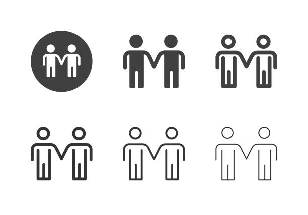 Two Man Standing Icons - Multi Series Two Man Standing Icons Multi Series Vector EPS File. gay males stock illustrations