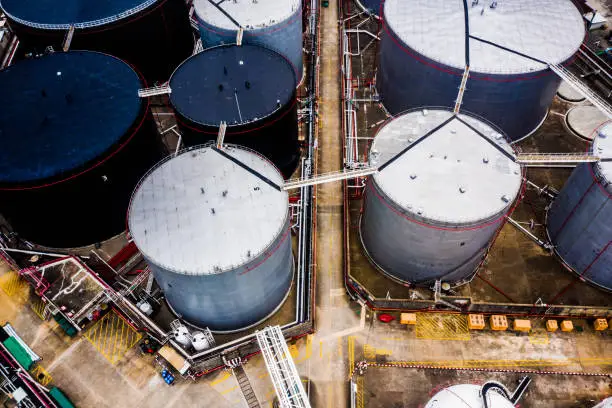 Photo of Aerial View of a Oil Refinery and Fuel Storage