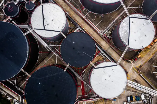 Photo of Aerial View of a Oil Refinery and Fuel Storage