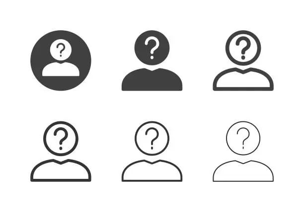 Vector illustration of Human Head Question Mark Icons - Multi Series