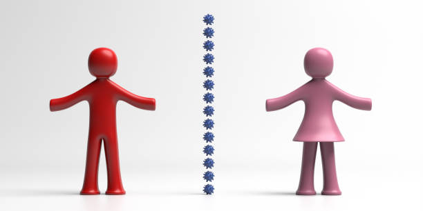 Social distancing, people keep distance sign. 3d illustration