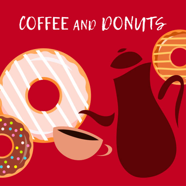istock Funny greeting cards with Donuts. Style for the design of the poster or menu. 1213496772