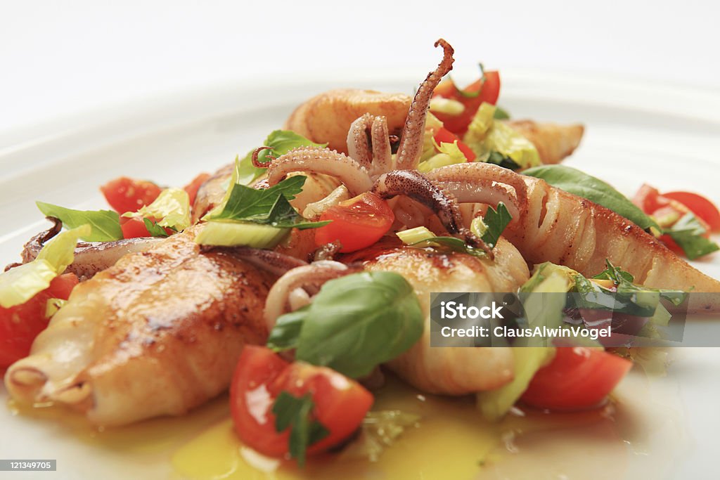 Gebratener calamary mit Kräutern - Lizenzfrei Tentakel Stock-Foto