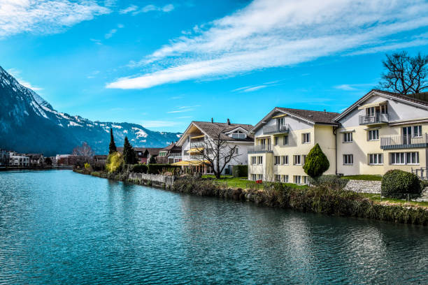 River Near Interlaken Under The Swiss Alps