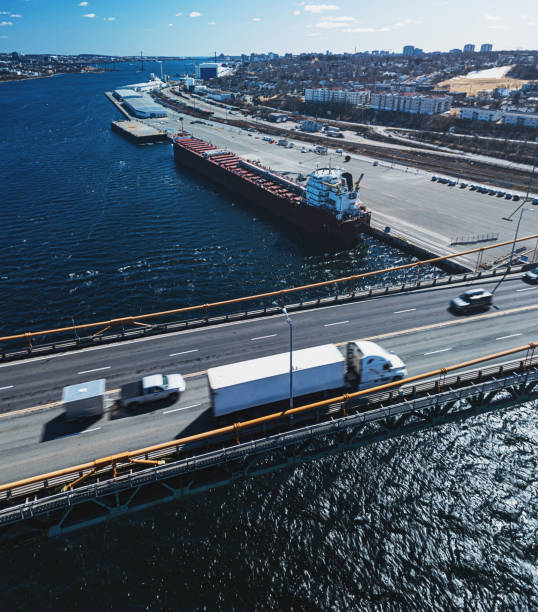 istock Semi Truck on Bridge 1213503828