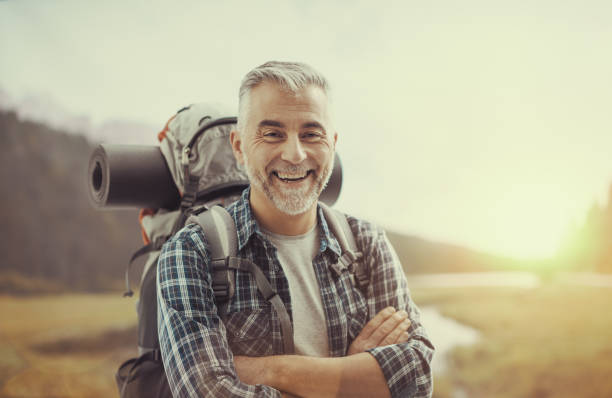 istock Hiker trekking on the mountains 1213506089