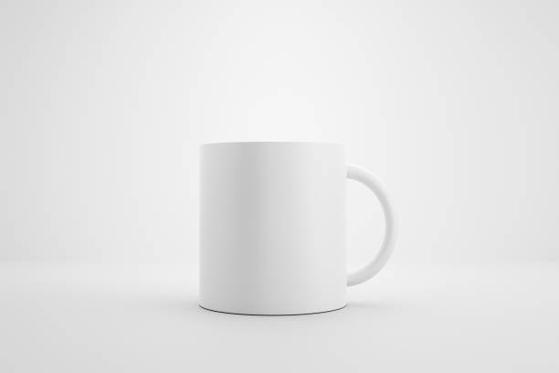 istock Classic white mug and front view on white background with blank template mockup style. Empty cup or drink mug. 3D rendering. 1213506243