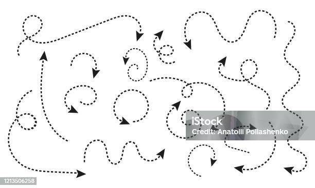 Black Dotted Arrows Stock Illustration - Download Image Now - Arrow Symbol, Dotted Line, Curve