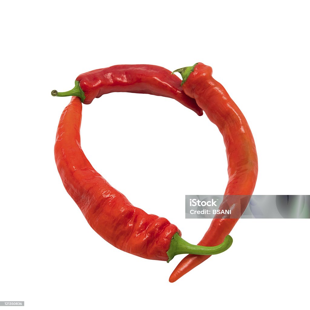 Letter O composed of chili peppers  Alphabet Stock Photo