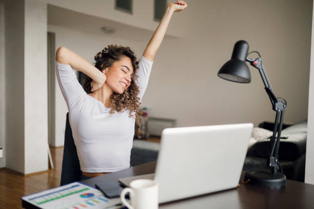istock Pretty woman feeling tiered from work 1213508896