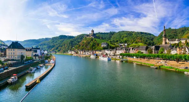 beautiful historic town Cochem , Mosel river. famous tourist attraction