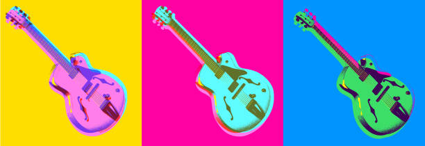 elektryczna gitara jazzowa - gitara elektryczna ilustracje stock illustrations