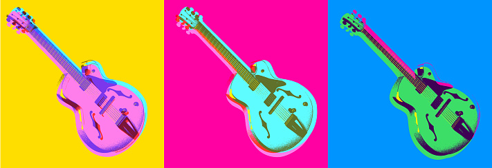 Posterised or Pop Art styled Electric Jazz Guitar