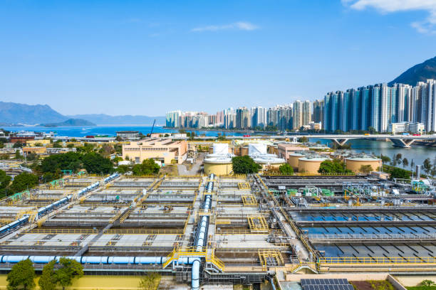 wasseraufbereitungsanlage von oben - sha tin stock-fotos und bilder