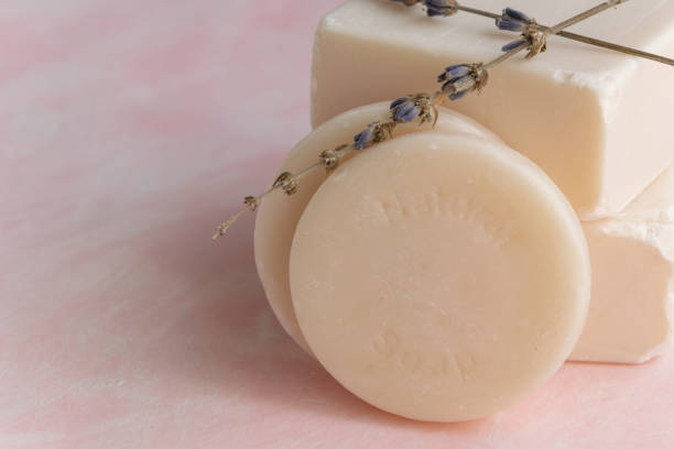 istock Handmade soap with lavender extract. Hygiene, artisanal products 1213519484