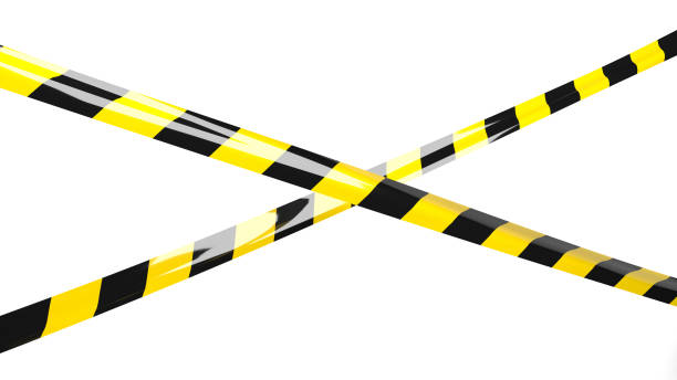 Striped protective tape. stock photo