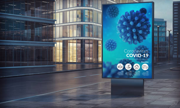 istock Advertising billboard covid-19  in city night 1213520329