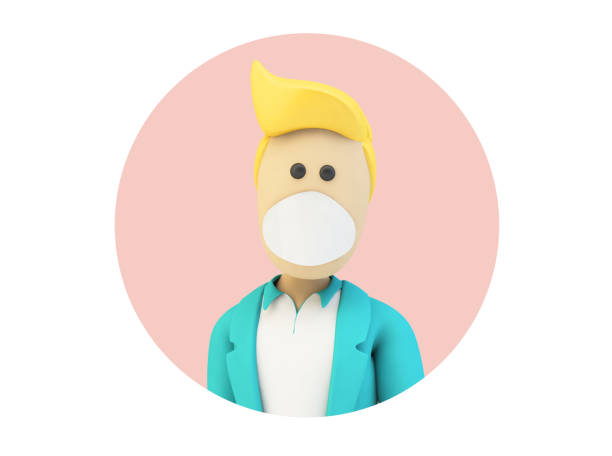 character with medical mask 3d rendering isolated
