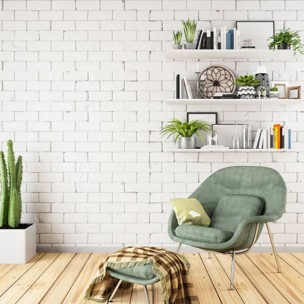 Photo of Interior with Armchair and Books