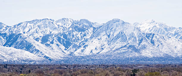 View of Salt Lake City and Wasatch Mountains  salt lake county stock pictures, royalty-free photos & images