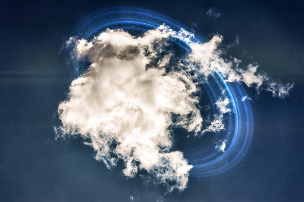 istock Cloud and luminous rings, collage. Elements of this image furnished by NASA. 1213523929