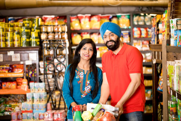 Couple shopping at supermarket
