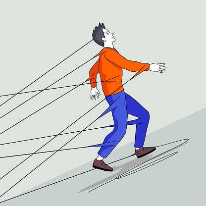 Computer Being Held By String A Man Being Held Back By Strings Stock Illustration - Download Image ...
