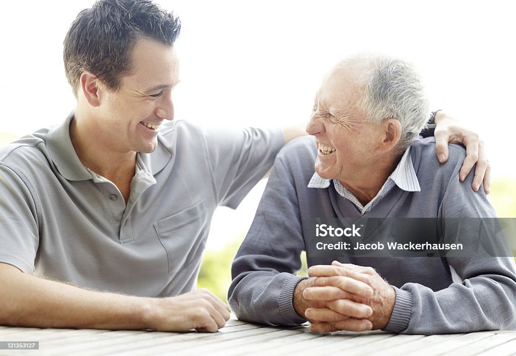 Happy father and son enjoying themselves  Senior Adult Stock Photo