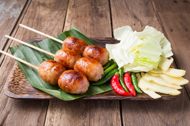 istock Chili Isaan sausage with vegetable . 1213532115