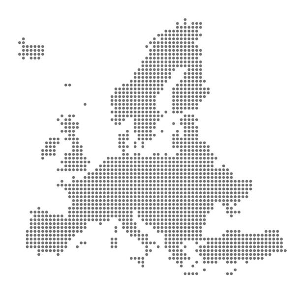 stockillustraties, clipart, cartoons en iconen met grijze kaart europa in de stip. vectorillustratie - europe