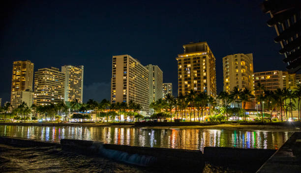 istock Waikiki Beach Night from End of Pier 1213533642