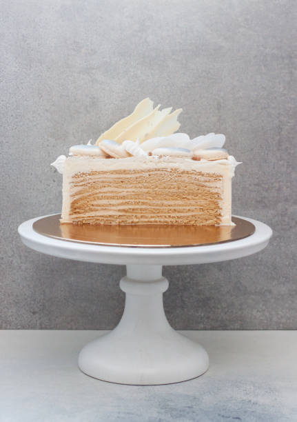 istock Slice of layered honey cake decorated with chocolate 1213534678