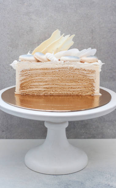 istock Slice of layered honey cake decorated with chocolate 1213534704