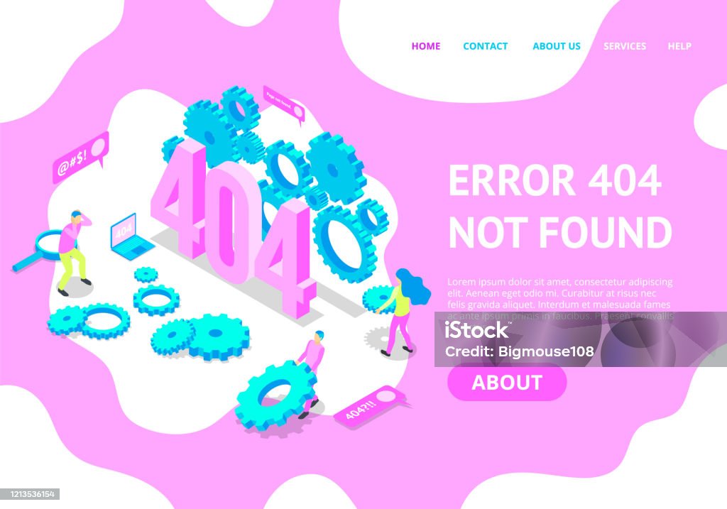 Computer Error Not Found Error Not Found Concept Card Landing Web Page Template Vector Stock ...