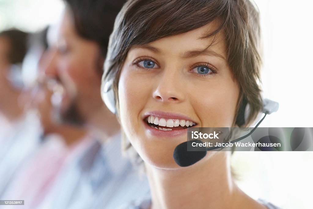 Weibliche Kunden-support - Lizenzfrei Am Telefon Stock-Foto