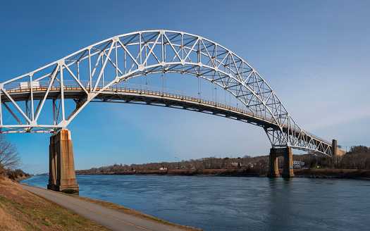 Buffalo National River, Arkansas, USA. 6 June 2023. Bridge over the Buffalo National River with people on the water