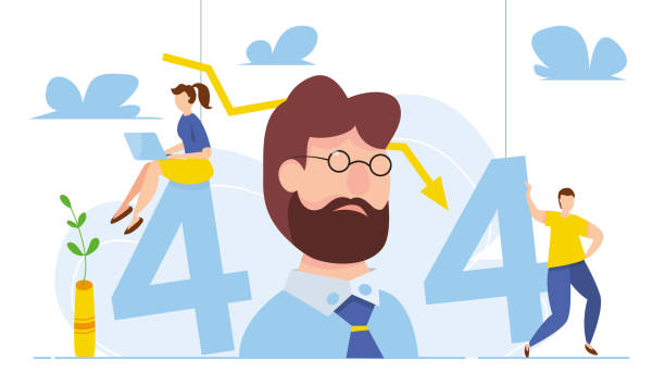 Modern vector illustration of 404 error. Page not found concept. Business concept of economic decline. Arrow to down. Disconnection from the internet. Sad people witout connection Modern vector illustration of 404 error. Page not found concept. Business concept of economic decline. Arrow to down. Disconnection from the internet. Sad people witout connection. witout stock illustrations