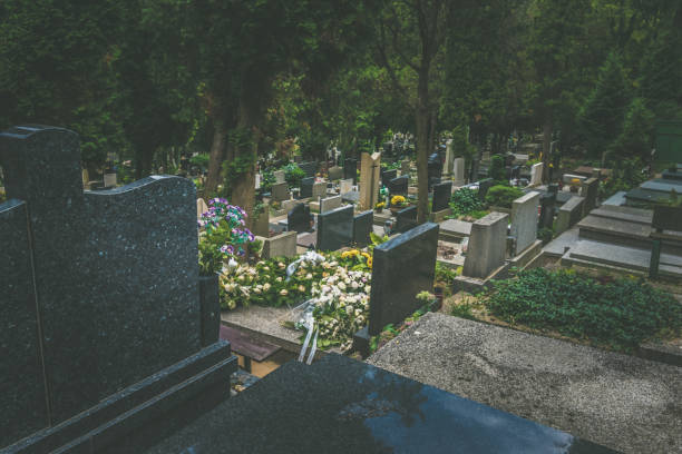 istock sad adorned autumnal cemetery at All Saints Day 1213550838