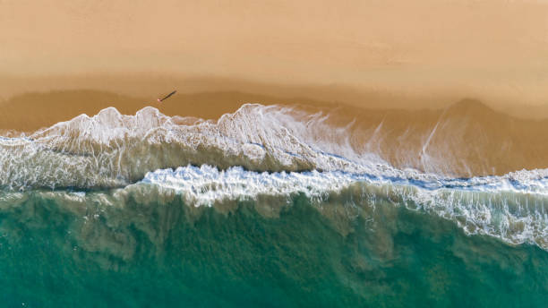 vista aérea de newport beach, california - footprint sand sea beach fotografías e imágenes de stock