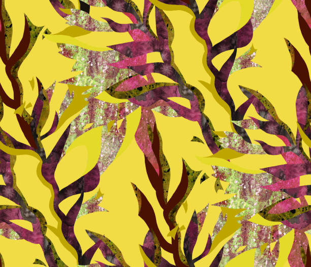 illustrazioni stock, clip art, cartoni animati e icone di tendenza di motivo floreale senza cuciture. tecnica collage - backgrounds etching yellow paper