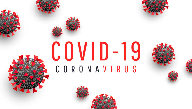 冠狀病毒病covid-19醫學網橫幅與sars-cov-2病毒分子和文字在白色背景。2020年世界大流行。水準向量圖 - 2019冠狀病毒病 圖片 幅插畫檔、美工圖案、卡通及圖標