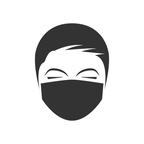значок медицинской маски для лица - flu virus hygiene doctor symbol stock illustrations