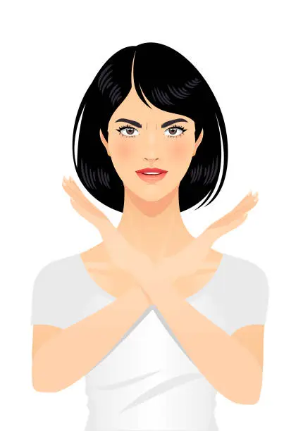 Vector illustration of Woman expressing rejection