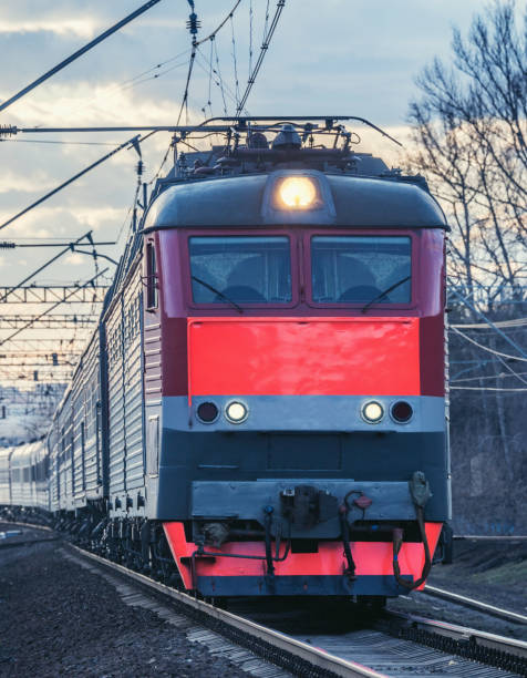 istock Passenger train approaches to the station. 1213567918