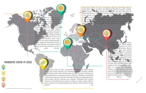 Vector illustration of INFOGRAPHIC COVID-19 WORLD MAP