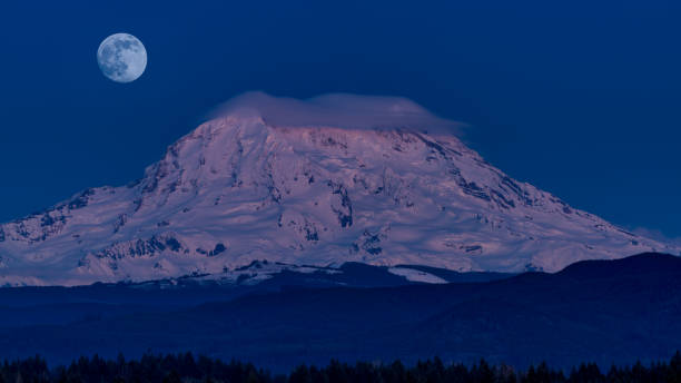 istock Moon Over Mount Rainier, Washington State, USA 1213569136