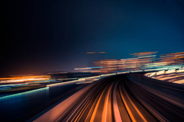 istock High speed train driving along the rails , Motion Blur Abstract 1213570013