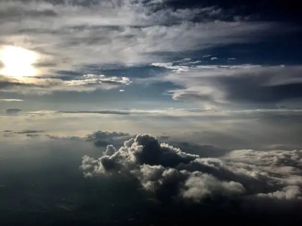 Aerial photo of blue sky, cloud layers